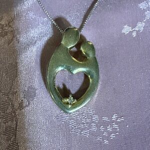 Stealing silver, mother and child Heart Pendant Necklace